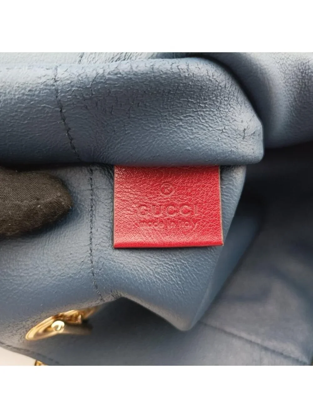Gucci Rajah Navy Red Suede Leather Shoulder Bag